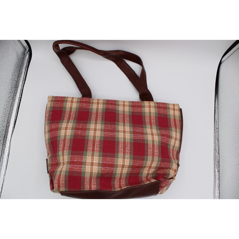 Homestead Longaberger Small Tote  Bag Plaid  Red Tan & Green Front Flap NOS - Picture 8 of 8